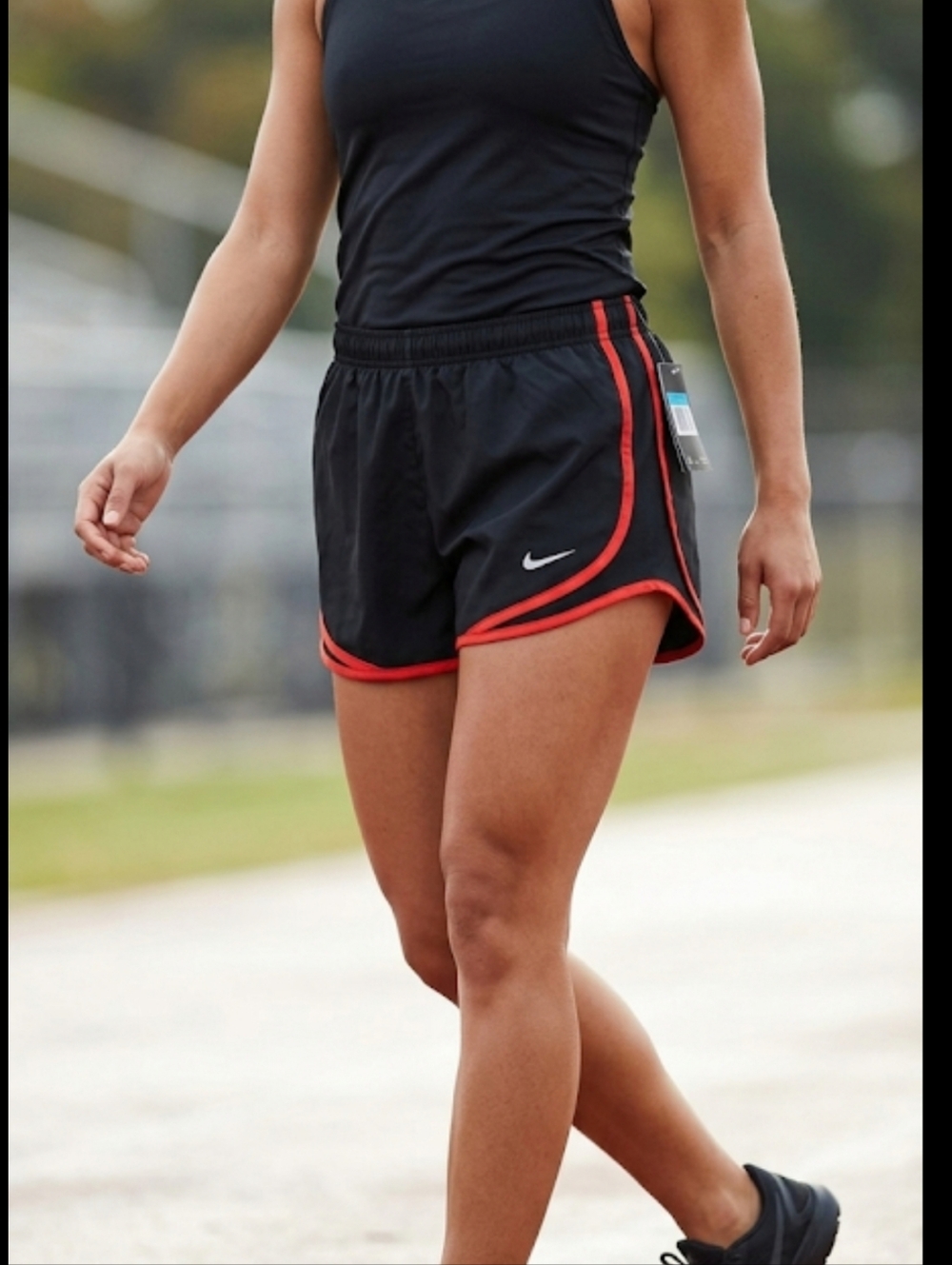 Nike DRI-FIT Running Shorts Women's Medium Black with Coral Trim Like New